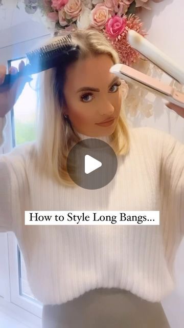 How To Tame Bangs, How To Straighten Your Bangs, Style Long Bangs, How To Curl Long Bangs, How To Style Fringe Bangs Tutorials, Styling Long Bangs, Bangs Hacks Hair Tricks, Curl Hair With Straightener, Beautiful Braided Hair