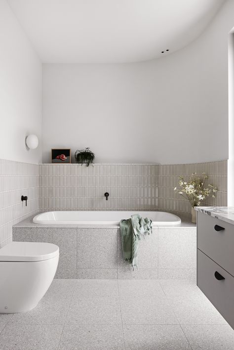 A much better alternative to your average duplex development Bathroom Wallpaper Ideas, Built In Bath, Beautiful Bathroom Designs, Stunning Bathrooms, Energy Efficient Homes, Bathroom Bath, Bathroom Wallpaper, Bathroom Renos, Laundry In Bathroom