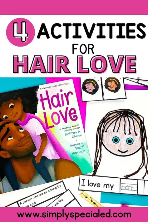 Do your special education students love the book Hair Love by Matthew A Cherry? Today, I will be giving you 4 fun book companion activities that you can use alongside this book about loving yourself. I include special education activities to focus on vocabulary, comprehension and sequencing. I also include both direction instruction and independent work ideas to practice vocabulary. Use these book companions as a fun and engaging way to do read alouds in your special education classroom. The Color Of Us Book Activities, Hair Love Activities, Hair Love Book Activities, Hair Love Book, Multicultural Classroom, Teaching Executive Functioning, Special Education Lesson Plans, Middle School Special Education, Childrens Books Activities