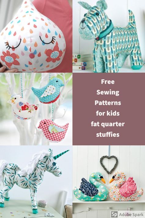 Ideas for kids Christmas. Free fat quarter sewing patterns on the Spencer Ogg sewing blog Fat Quarter Toys Free Pattern, Free Soft Toy Patterns, Easy Fat Quarter Projects, Free Stuff Animal Sewing Patterns, Things To Make With Fat Quarters, Christmas Fat Quarter Projects, What To Make With Fat Quarters, Fat Quarter Sewing Projects, Free Form Crochet