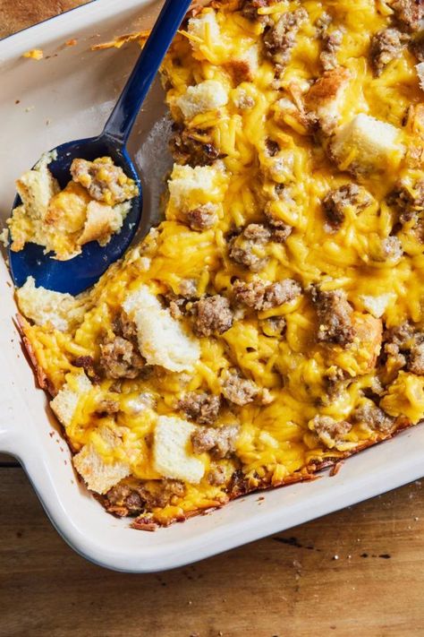 This Ina Garten Overnight Sausage Breakfast Casserole is one of her Breakfast Casserole Recipes, prepared with eggs, sausage, cheddar cheese, bread, milk, and Sausage Egg Cheese Casserole, Overnight Sausage Breakfast Casserole, Breakfast Enchiladas Casserole, Overnight Egg Casserole, Egg And Cheese Casserole, Brunch Pizza, Breakfast Casserole With Bread, Breakfast Casserole Recipes, Sausage Breakfast Casserole