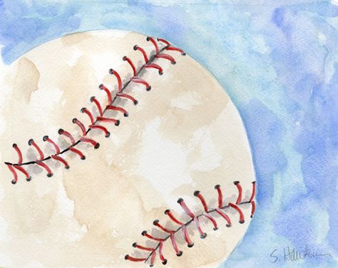 MERMAID'S PALETTE: Baseball Themed Watercolors Plan My Life, Baseball Painting, Sf Giants Baseball, Sports Painting, Baseball Art, Giants Baseball, Painting Canvases, Kids Canvas, Sf Giants