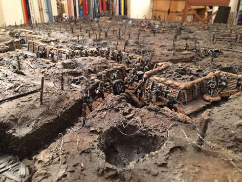 WW1 Trench Warfare - TFL Mud and Blood? Ww1 Diorama, Wwii Maps, Ww1 Art, Ww1 Trench, Warhammer Armies, Trench Warfare, Warhammer Imperial Guard, Ww1 German, Ww1 Soldiers