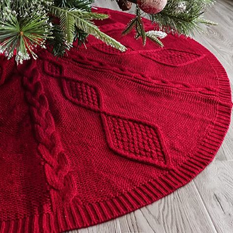 AmazonSmile: LimBridge Christmas Tree Skirt, 48 inches Diamond Knit Knitted Thick Rustic Xmas Holiday Decoration, Burgundy : Everything Else Rustic Tree Skirt, White Tree Skirt, Red Christmas Tree Skirt, Pastel Christmas Decor, Christmas Tree Mat, Buffalo Plaid Christmas Tree, Neutral Christmas Decor, Plaid Christmas Tree, Rustic Christmas Tree