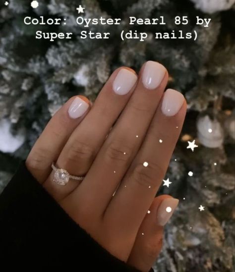 Sns Short Nails Natural, Natural Dip Nails Short, Dip White Nails, Neutral Powder Dip Nails, Milky Dip Nails, Engagement Nails Dip Powder, Engagement Nail Color, Dip Neutral Nails, Neutral Winter Nails Dip