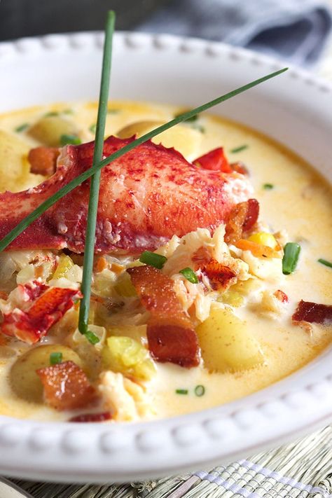 Gourmet Lobster Recipes, Lobster Corn Chowder, Lobster Newburg, Lobster Chowder, Lobster Menu, Lobster Bake, Lobster Dishes, Recipe Soup, Lobster Recipes