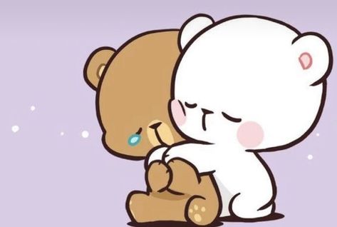 Milk Mocha, Bisous Gif, Mocha Bear, Tight Hug, Milk & Mocha, Cute Bear Drawings, Cute Images With Quotes, Cartoons Love, Cute Couple Cartoon