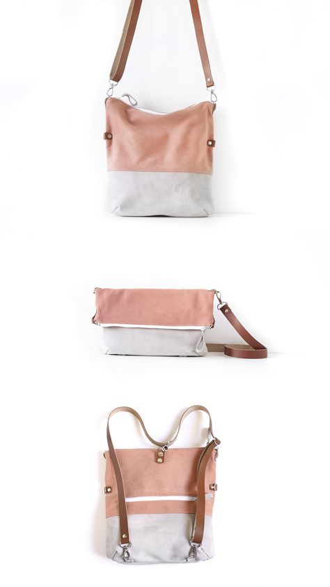 Convertible Bag – a pretty and functional bag (Shoulder bag, fold-over bag, tote bag and backpack.). Perfect while traveling or to wear during a long day. Tote Backpack Convertible, Convertible Purse Backpack, Fashion Reels, Convertible Tote Bag, Convertible Purse, Convertible Backpack Purse, Diy Leather Bag, Backpack Pattern, Tote Bag Patters