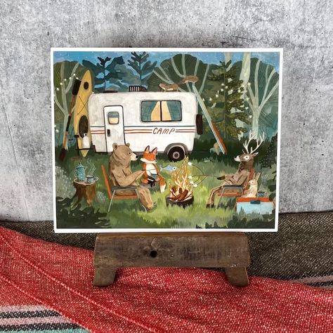 Camper Life Print Gouache Art Print Woodland Wall Art Boys Nursery Art Girls Nursery Art Camper Wall Art Camping Wall Decor - Etsy Czech Republic Camper Art, Wall Art Boys, Woodland Wall Art, Camp Site, Woodland Wall, Nursery Art Girl, Nursery Art Boy, Boys Nursery, Holiday Wall Art