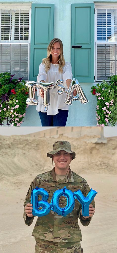 Gender Reveal Ideas For Deployed Husband, Deployment Gender Reveal, Military Pregnancy Announcement, Pregnancy Surprise Husband, Deployment Pictures, Military Pregnancy, Deployed Husband, Baby Ray, Pregnancy Gender