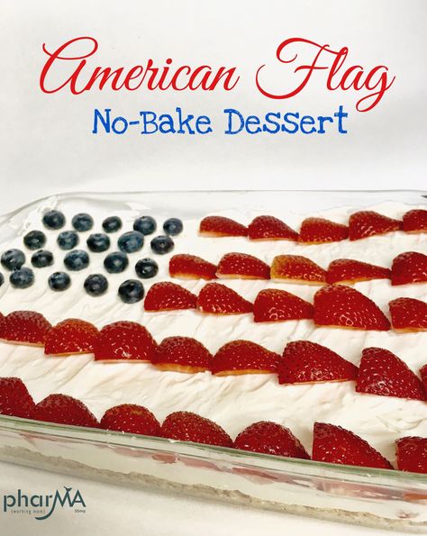 Easy Flag Cake, American Flag Food, American Flag Dessert, Desserts Fourth Of July, Flag Cake Recipe, Pretzel Cheesecake, Flag Desserts, Fourth Of July Cake, Pretzel Desserts