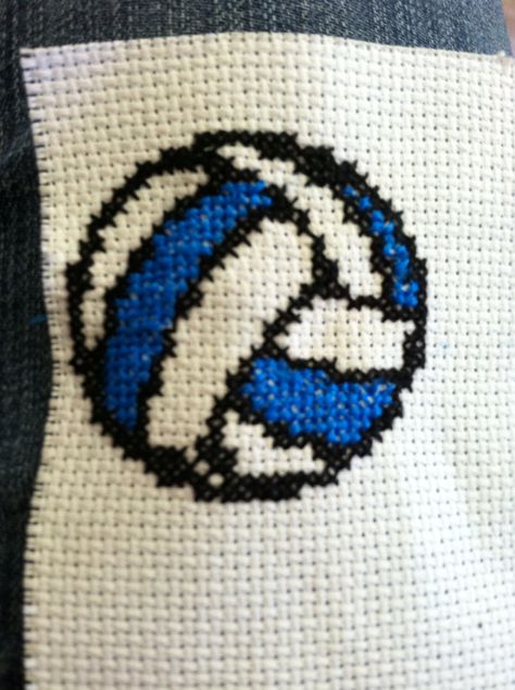 Volleyball Cross Stitch Volleyball Cross Stitch, Crochet Volleyball, Volleyball Embroidery, Softball Cross, Volleyball Keychain, Cross Stitch Family, Anime Pixel, Keychain Pattern, Cross Stitch For Kids