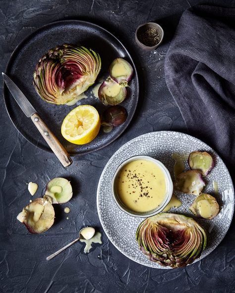 Globe artichokes with anchovy dressing Boiled Carrots, Anchovy Dressing, Globe Artichoke, Artichoke Recipe, Dinner Party Starters, Artichoke Recipes, Party Starters, Delicious Magazine, Recipes Delicious