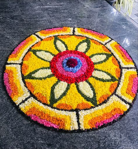 Onam flower carpet Onam Flower Carpet, Pookalam Design, Flower Carpet, Flower Rangoli, Kerala India, Rangoli Designs, Kerala, Flower Designs, Simple Designs