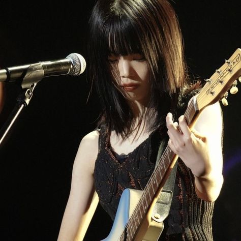 Electric Guitar, A Woman, Guitar, Hair, Black