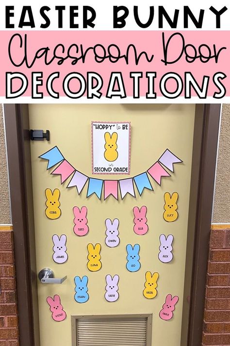 Bunny Classroom Decorations, Peeps Door Decorations Classroom, Bunny Classroom Door, Easter Door Ideas For Classroom, Daycare Door Ideas, Easter Door Decorations Classroom, Easter Classroom Door, Easter Classroom Decorations, Easter Math Worksheets