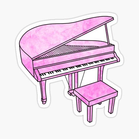 Piano Sticker, Colorful Piano, Piano Illustration, Blue Piano, Pink Piano, Music Designs, Samsung Notes, Blues Piano, Cute Laptop Stickers