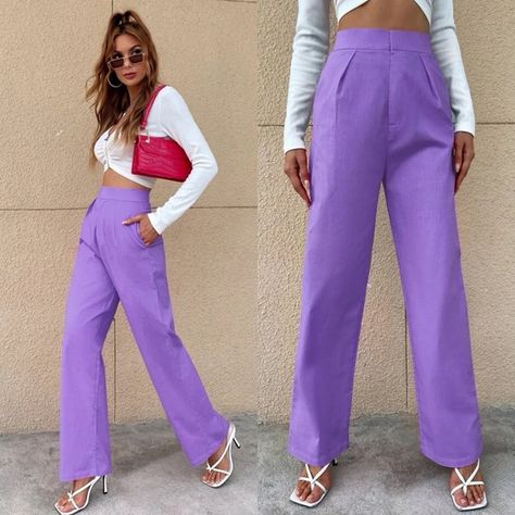 High waisted vibrant colorful straight leg pants purple y2k Tiktok Baddie, Purple Clothes, Purple Y2k, Dress Yoga Pants, Vintage Nostalgia, Rainbow Vintage, Army Pants, Velour Pants, Tan Pants