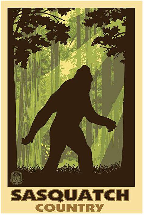 Amazon.com: Sasquatch Country Bigfoot Shadow Giclee Art Print Poster from Original Travel Artwork by Artist Paul A. Lanquist 12" x 18": Posters & Prints 1940 Photos, Mountain Monsters, Cheese Art, Bigfoot Art, Washington Art, Finding Bigfoot, Bigfoot Sasquatch, Camping Signs, Travel Artwork