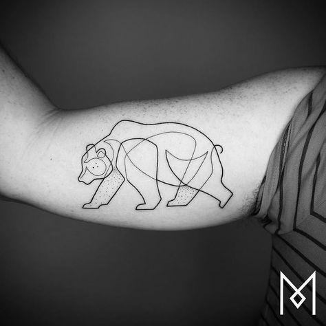 One Line Tattoo Tattoo Fairy, Mo Ganji, Minimalist Tattoo Meaning, Bear Tattoo Designs, Paris Tattoo, One Line Tattoo, Typography Tattoo, French Tattoo, Single Line Tattoo