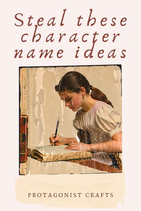 This massive list of character name ideas includes names for fantasy novel characters, crime novel character names, romance novel character names, quirky character name ideas, dark academia character name inspiration and more. Learn how to name your characters for your novel and follow Protagonist Crafts for more writing tips and inspiration. Italian Last Names For Characters List, Personality Types For Characters, Novel Character Names, Name Ideas For Book Characters, Book Character Names Ideas, Character Names Ideas Writing, Character Name Inspiration, Writing Dark Academia, Last Name Ideas For Characters