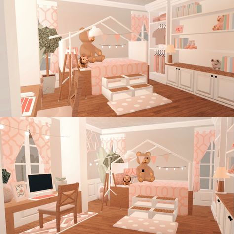 Kid Room Bloxburg, Bloxburg Custom Bed, Roblox Mansion, Bloxburg Decor, Room Bloxburg, Daycare Signs, Bloxburg Rooms, Bloxburg Hacks, Bloxburg Builds