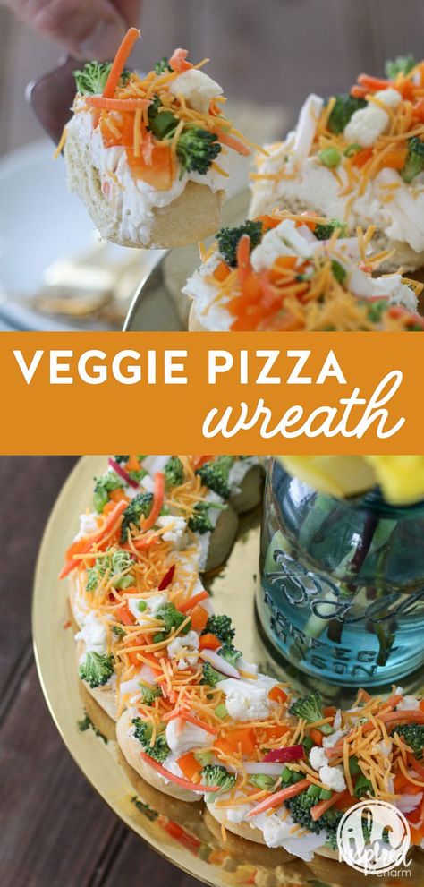 This Veggie Pizza Wreath is an easy and beautiful #appetizer #recipe! #veggie #pizza Veggie Pizza Wreath, Pizza Wreath, Pizza Appetizers, Best Appetizer Recipes, Veggie Pizza, Perfect Appetizers, Party Food Appetizers, Best Appetizers, Yummy Appetizers