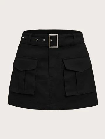 Search gorpcore | SHEIN USA Jupe Short, Stylish Skirts, Cute Outfits For School, Mode Kpop, Cargo Skirt, Themed Outfits, Dream Clothes, Fesyen Wanita, Black Skirt