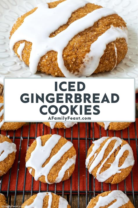 Iced Gingerbread Cookies, Lemony Lemon Brownies, Family Feast Recipes, Blondies Cookies, Spicy Gingerbread, Iced Gingerbread, Christmas Cookies Ideas, Bake Sale Treats, Feast Recipes