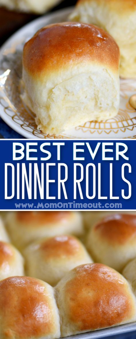 The VERY BEST dinner rolls you will ever have! Light, fluffy, buttery dinner rolls are easier to make than you might think! So much better than store bought, this easy dinner roll recipe is homemade with just a handful of simple ingredients - truly the BEST dinner rolls EVER! These easy dinner rolls really are the perfect addition to any meal! // Mom On Timeout #dinnerrolls #rollrecipe #dinnerrollrecipe #dinner #rolls #bread #baking #yeast #quick #easy #recipe #mixer #Easter #Christmas Thanksgiving Meats, Best Dinner Roll Recipe, Dinner Buns, Dinner Rolls Recipe Homemade, Rolls Thanksgiving, Best Dinner Rolls, Potato Rolls Recipe, Easy Dinner Rolls, Cheddar Muffins