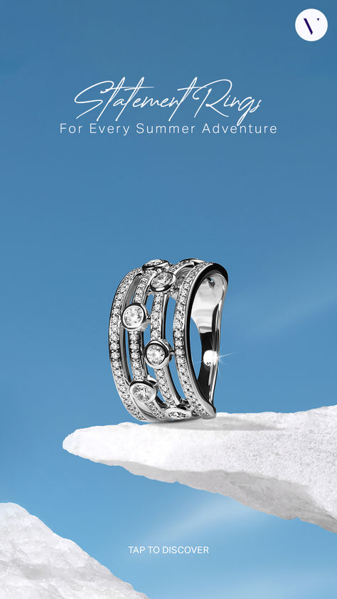 Explore Verlas’ collection of must-have statement rings, perfect for your every summer adventure. From airport chic to glamorous evenings, discover diamond rings that sparkle with sophistication. Jewellery Graphic Design, Diamond Jewelry Photography, Digital Advertising Ideas, Jewellery Creative Ads, Jewelry Graphic Design, Jewellery Poster, Diamond Poster, Ring Background, Jewelry Poster