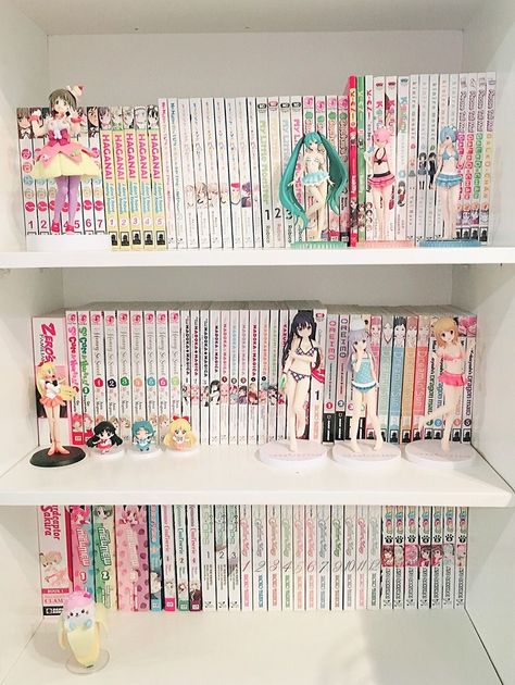 Kawaii Manga Shelf, Manga Bookshelf, Manga Room, Manga Shelf, Anime Bedroom Ideas, Beach Preppy, Kawaii Bedroom, Otaku Room, My Wallet