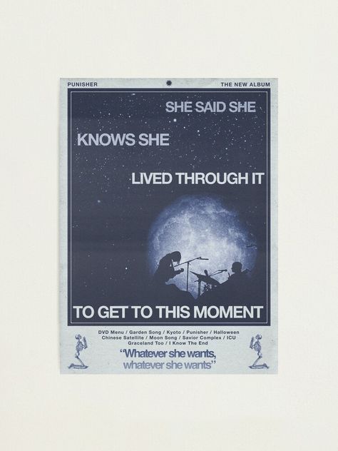 The End Is Here Phoebe Bridgers, Graceland Too Poster, Phoebe Bridgers Room, Phoebe Bridgers Quotes, Art Pinterest, Moon Song, Phoebe Bridgers, Lyric Poster, Sticker Ideas