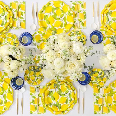 Capri Party, Italian Dinner Party Decorations, Glam Dining Room, Lemon Themed Bridal Shower, Set A Table, Dinner Party Decorations, Paper Guest Towels, Serve Ware, Paper Cocktail Napkins