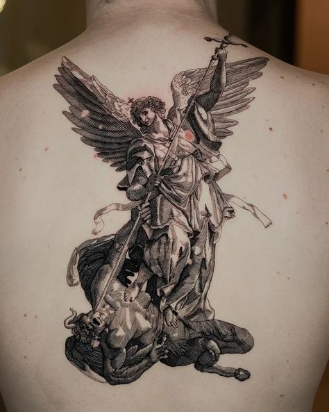 Gods Tattoo, St Michael Tattoo, Italy Tattoo, Greek God Tattoo, Archangel Tattoo, Christian Tattoo, Good Vs Evil, Full Leg Tattoos, God Tattoos