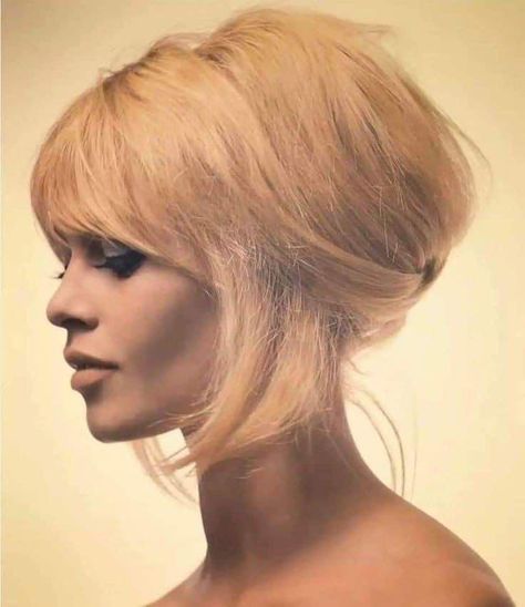 1960s Bridget Bardot, Brigitte Bardot Winter, Bridgette Bardot Updo, Brigitte Bardot Side Profile, Brigitte Bardot Fringe, Long Hair Vintage Styles, Bridgette Bardot Bangs, Gogo Dancer Hair, Bridgette Bardot Hair