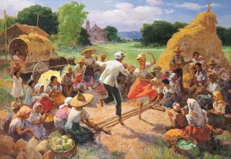 Tinikling Dance Drawing, Panitikan Filipino, Kulturang Pilipino, Filipino Paintings, Philippine Traditions, Fernando Amorsolo, Philippines Art, Filipino Art, Philippine Art