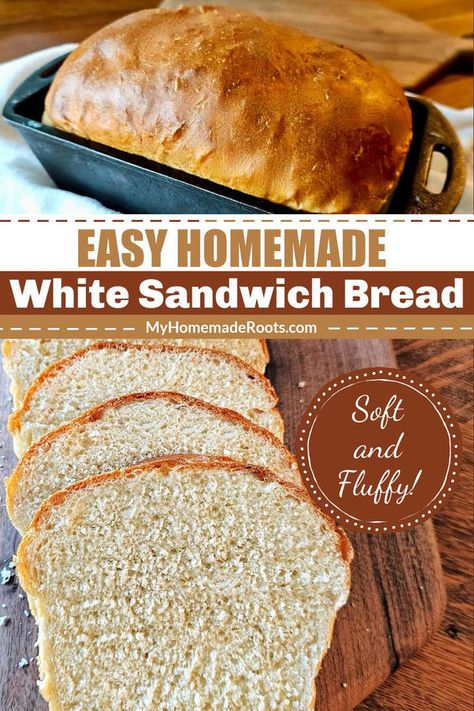 This simple recipe that makes two loaves of tender and delicious sandwich bread perfect for your favorite sandwiches or toast. And this is a great recipe whether you're a beginner wanting to bake your own sandwich bread, or an experienced baker looking for a reliable recipe. #homemadebread Best Sandwich Bread Recipe, Sandwich Bread Recipes Homemade, Stand Mixer Recipes Breads, Soft Sandwich Bread Recipe, Easy Sandwich Bread, Easy Sandwich Bread Recipe, Sandwhich Bread, White Sandwich Bread, Homemade Sandwich Bread