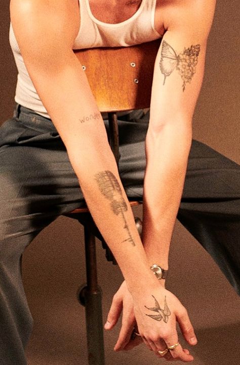 Shawn Mendes Hand Tattoo, Shawn Mendes Handwritten, Small Butterfly Tattoos, Butterfly Thigh Tattoo, Celebrities Tattoos, Butterfly Tattoo Ideas, Unique Butterfly Tattoos, Simple Tattoos For Guys, Sparrow Tattoo