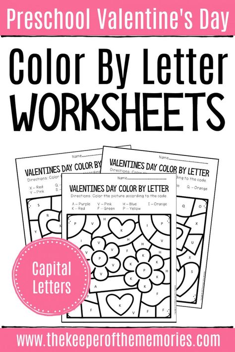 Practice letters, fine motor skills and more with these no prep printable Color by Capital Letter Valentine's Day Preschool Worksheets! Your preschoolers & Kindergartners will have a blast coloring these fun, holiday-themed pages! Get yours today! #preschool #worksheets #preschoolworksheets Preschool Valentines Day, Capital Letters Worksheet, Preschool Steam, Valentine Worksheets, Seasons Preschool, Toddler Math, Homeschooling Preschool, Color Day, Teacher Vibes