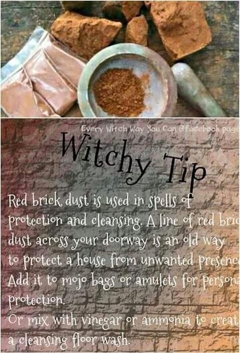 Red Brick Dust, Brick Dust, Every Witch Way, Witches Broom, Random Tips, Witchy Tips, Broom Closet, Wiccan Witch, Magick Spells