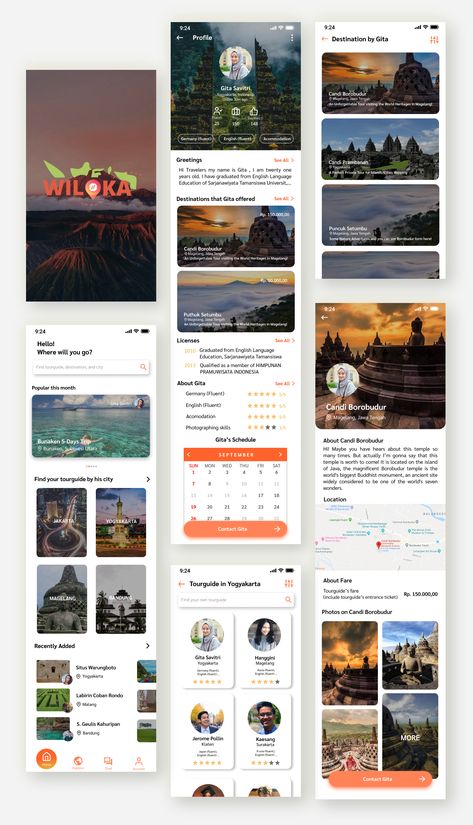 Tour Guide Website Design, Tourist Guide Design, Travel Guide App, Profile App, Website Ui Ux Design, Travel Website Design, Event App, Web Design Websites, App Design Layout