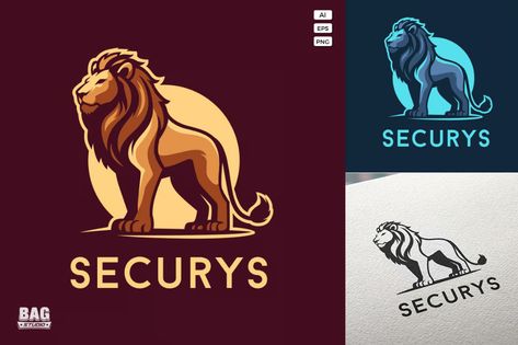 Lion Mascot Logo, Logos ft. mascot & elegant - Envato Lion Mascot, Shield Logo, Png Text, Cartoon Logo, Mascot Logo, Best Logo Design, Logo Design Template, Animal Illustration, Wild Cats