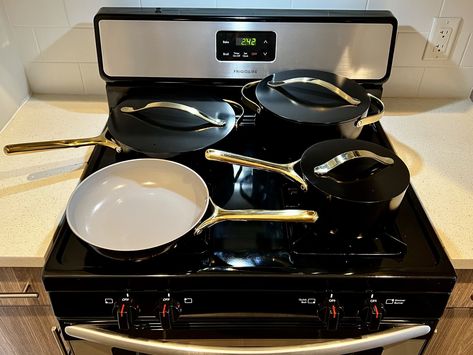 Caraway Iconics Cookware Review | POPSUGAR Home Sofia Richie Grainge, Non Toxic Cookware, Boiling Pasta, Milk Pan, Best Starters, Cajun Chicken Pasta, Fry Pan Set, Silicon Utensils, Lid Organizer