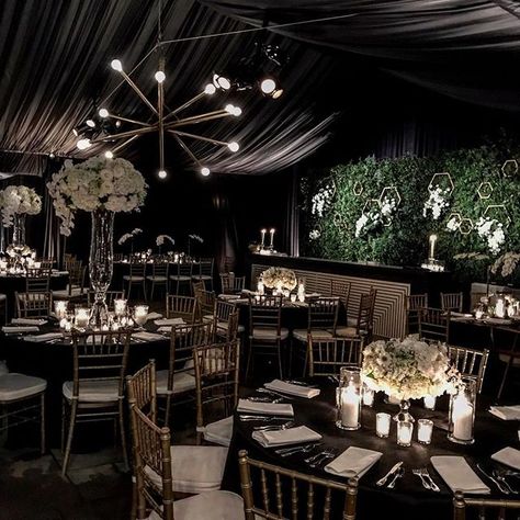 Black is the new black! 🖤 The entire tent was decked out in black draping, and we are obsessed. Thanks @hughhowser / @hthreeevents for… Wedding Drapery, Black Is The New Black, Draping Wedding, Renewal Wedding, Black Drapes, Event Lighting, Indoor Wedding, Wedding Film, Black Wedding