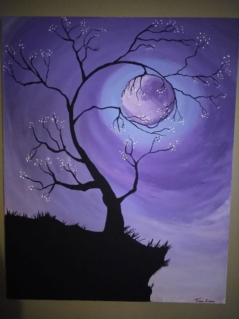 Purple Painting, Simple Canvas Paintings, Easy Canvas Art, Oil Pastel Art, Seni Cat Air, Canvas Painting Designs, Purple Art, Small Canvas Art, Lukisan Cat Air