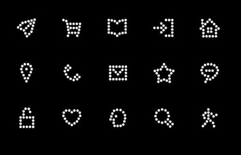 Dotted UI Icon Set Mobile Icon Design, Dot Branding, Apple Watch App Design, Dot Illustration, Dot Symbol, Pictogram Design, Ui Buttons, App Design Layout, Like Symbol