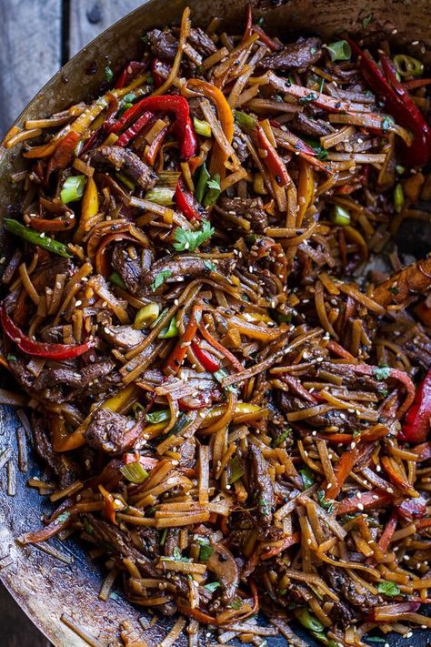 30-Minute Stir Fried Korean Beef | Half Baked Harvest Beef Half Baked Harvest, Gochujang Rice, Sesame Noodles Recipe, Honey Carrots, Half Baked Harvest Recipes, Toasted Sesame Oil, Sesame Noodles, Korean Beef, Harvest Recipes