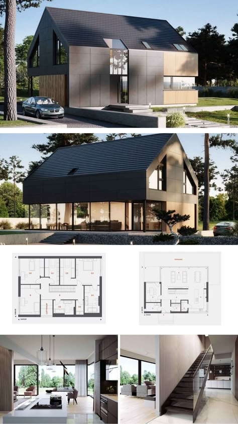 Modern Nordic House, Nordic House Plans, Nordic House Design, Scandinavian Modern House, Nordic House, Modern House Floor Plans, Modern Small House Design, Casa Country, Modern Style House Plans