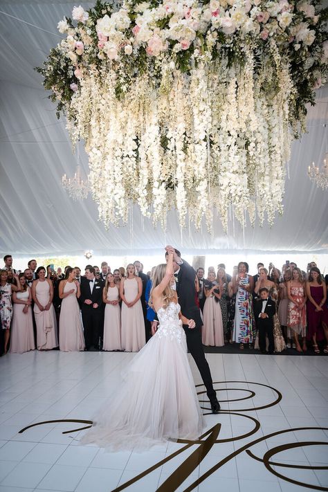 Wedding Flower Ceiling, Black Tie Backyard Wedding, Black Tie Spring Wedding, Flowers Hanging From Ceiling Wedding, Black Tie Outdoor Wedding, Floral Ceiling Wedding, Ceiling Draping Wedding, Black Tie Wedding Decor, Nagar Kirtan